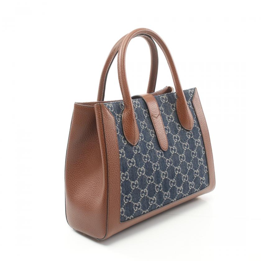 Gucci Jackie 1961 GG Pattern Handbag Denim Leather