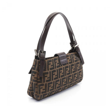 Fendi Zucca Shoulder Bag Canvas Leather Brown Dark Brown 880222