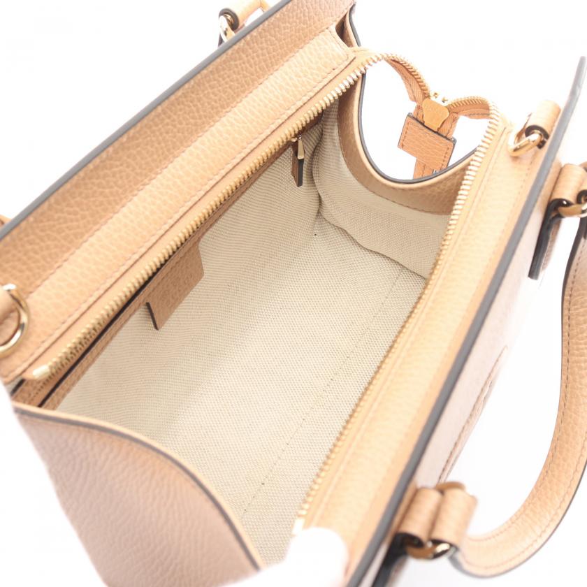 Gucci Soho Interlocking G Handbag Leather Beige 2way 880371