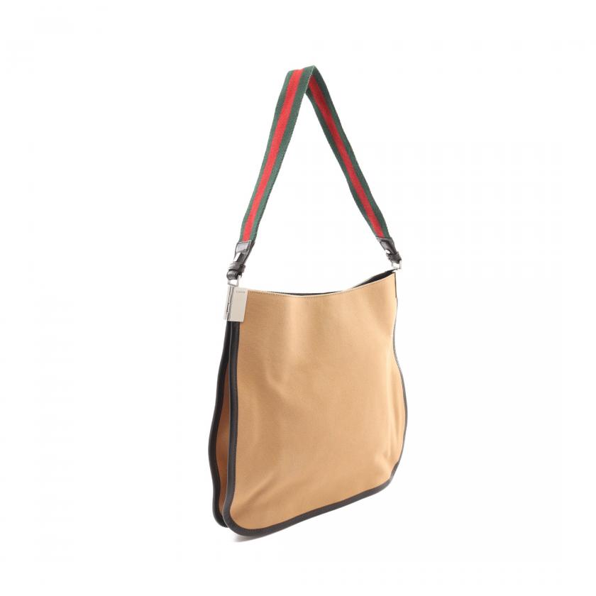Gucci Sherry Line Shoulder Bag Canvas Leather Yellow Brown Multicolor