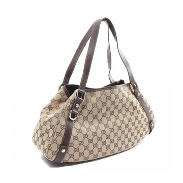 Gucci Abby GG Canvas Shoulder Bag Canvas Leather Beige Dark Brown 881516