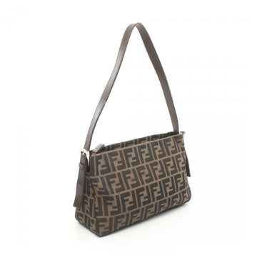 Fendi Zucca One Shoulder Bag Canvas Leather Brown Dark Brown 881696