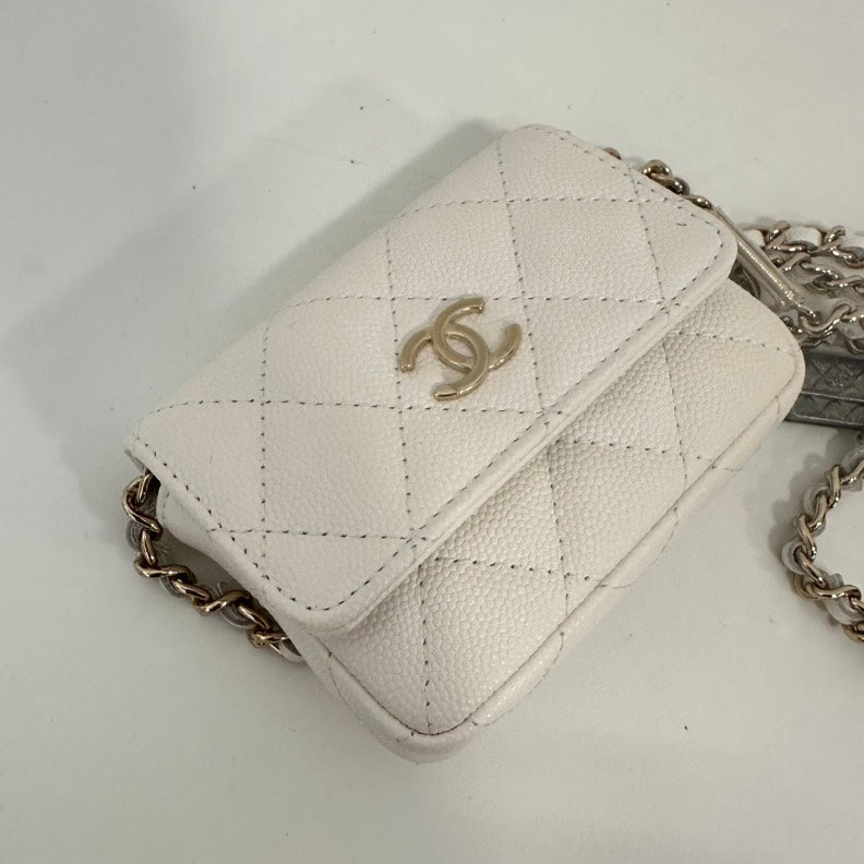 Unused Chanel Caviar Leather Chain Belt Bag 70-90cm/27.5-35.5 7082