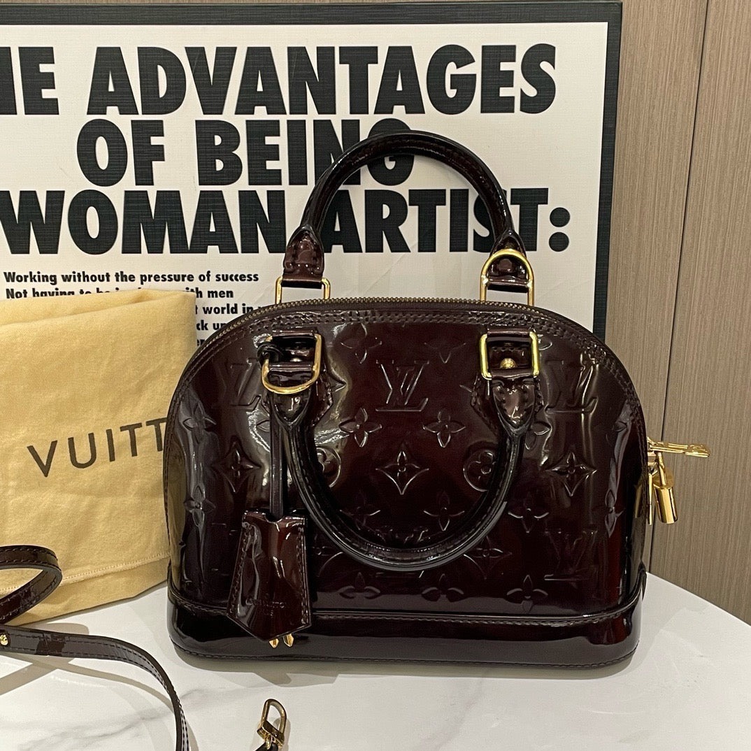 Louis Vuitton Alma BB Amarante Patent Leather HandBag 2012