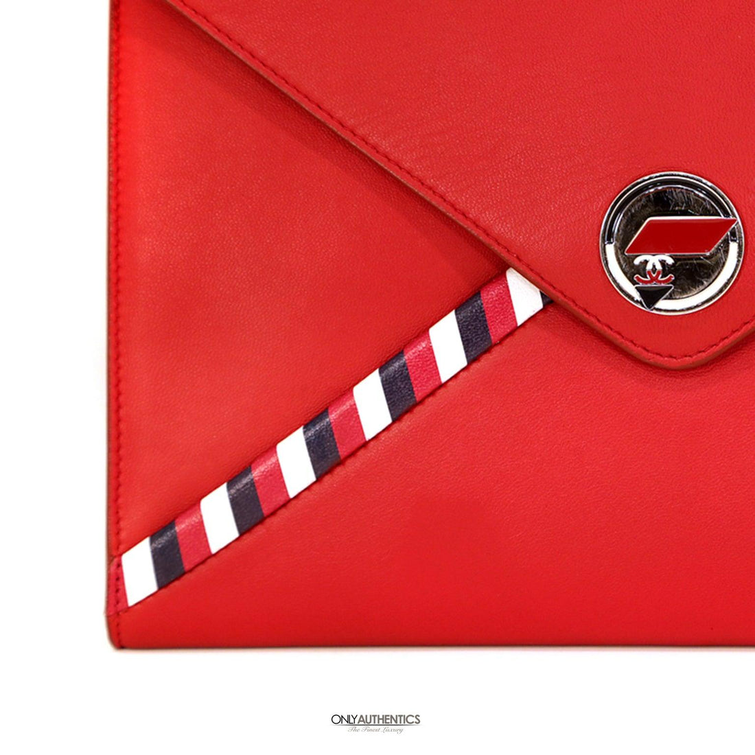 Chanel Red Lambskin Airlines Envelope Clutch