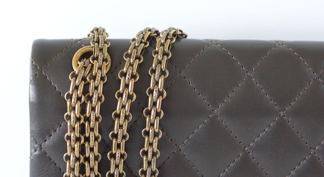 Chanel Bag 2.55 Medium Classic Double Flap Dark Olive Khaki New