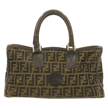 FENDI Zucca Canvas Hand Bag Brown Black  rd1310
