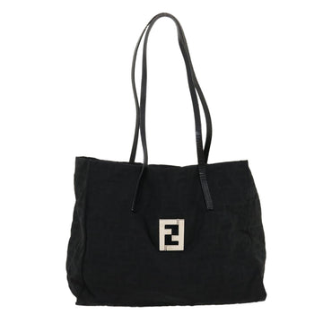 FENDI Zucca Canvas Tote Bag Nylon Black Auth rd2078