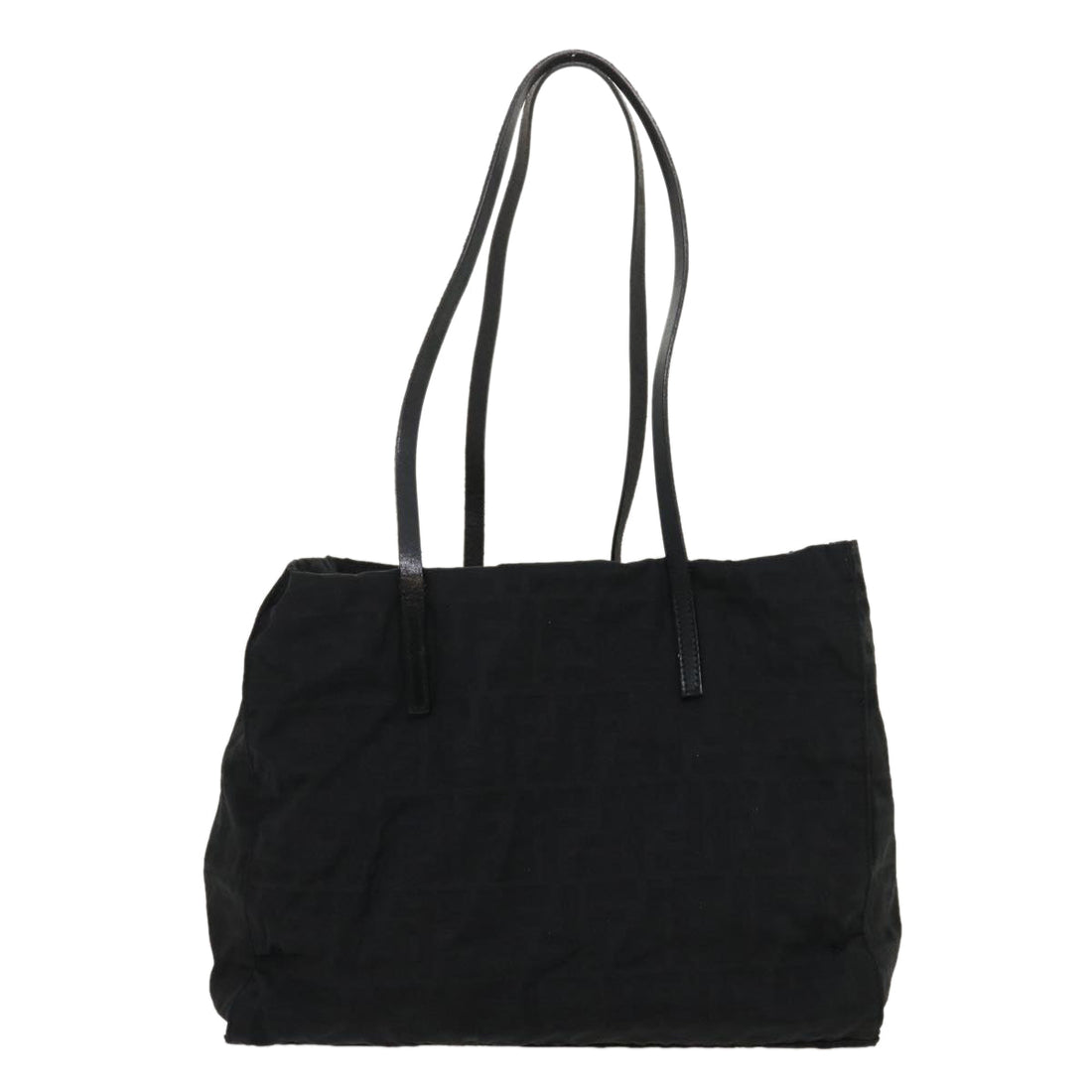 FENDI Zucca Canvas Tote Bag Nylon Black Auth rd2078