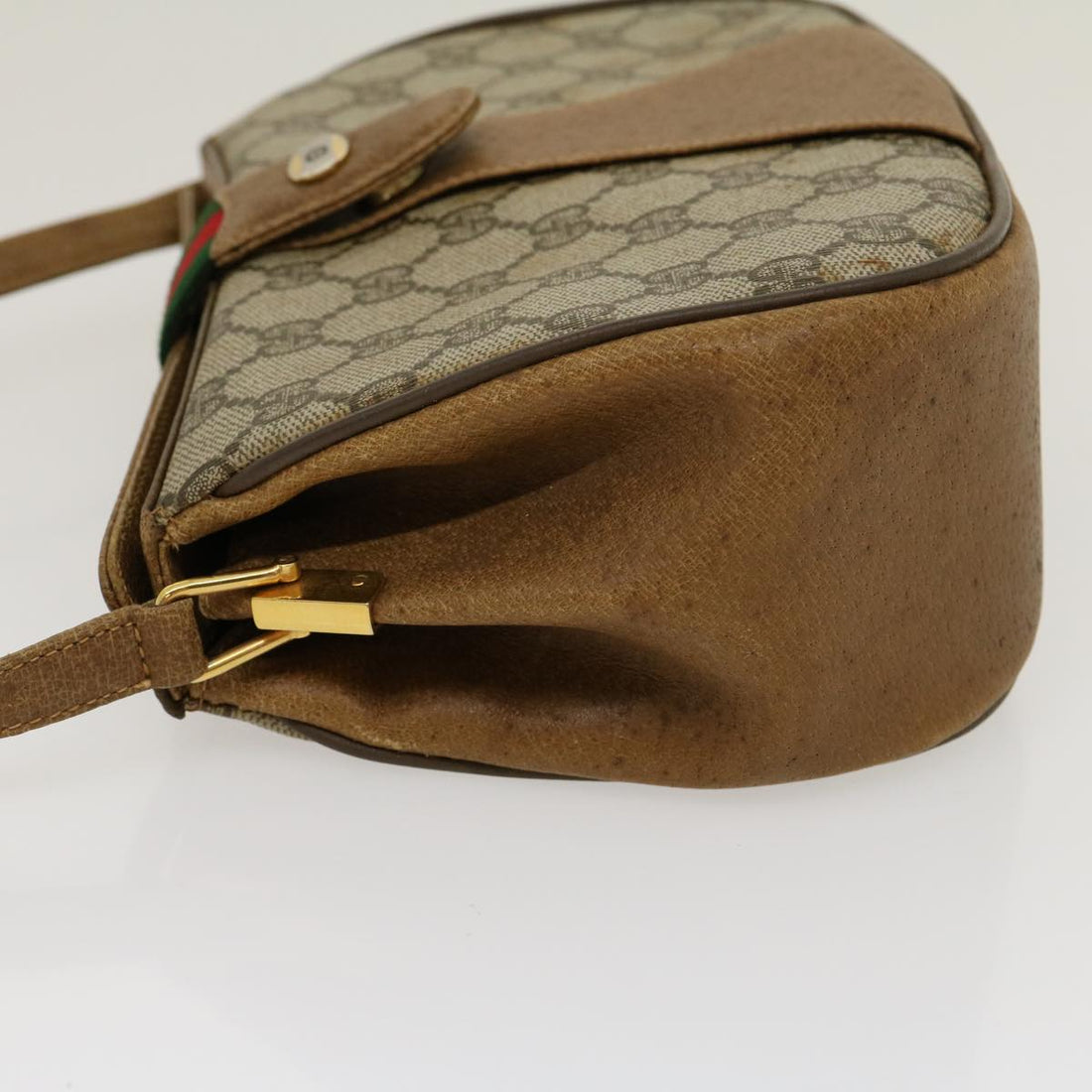 GUCCI Web Sherry Line GG Canvas Shoulder Bag Beige Red Green 116  rd2110