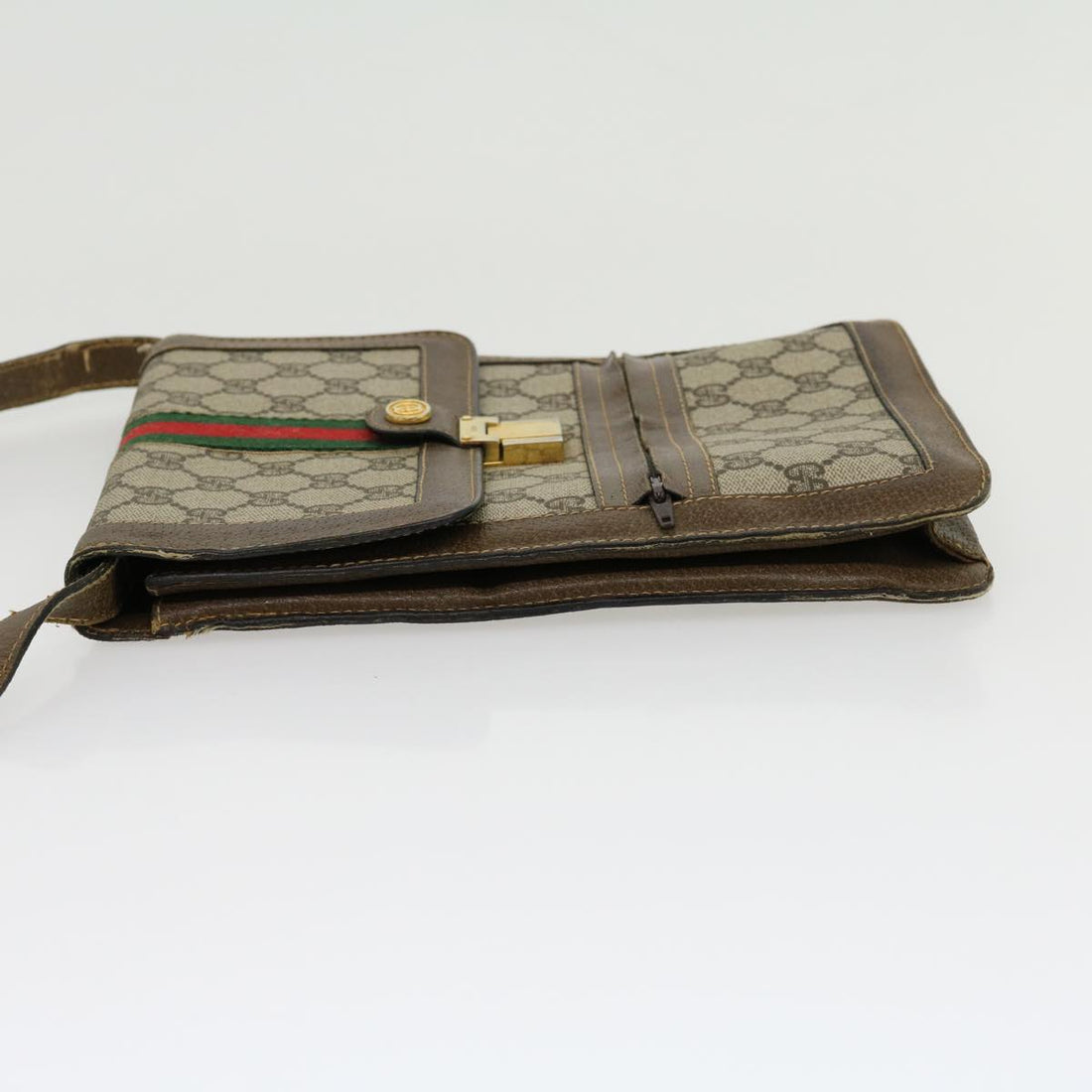 GUCCI GG Canvas Web Sherry Line Shoulder Bag Beige Red Green  rd2223