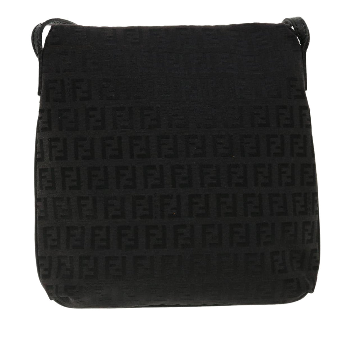 FENDI Zucchino Canvas Mamma Baguette Shoulder Bag Nylon Black Auth rd3006