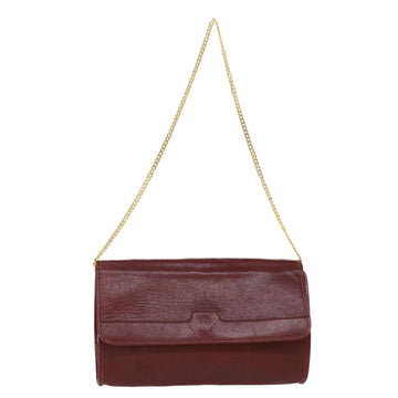 CHRISTIAN DIOR Chain Shoulder Bag Leather Red Auth rd4545