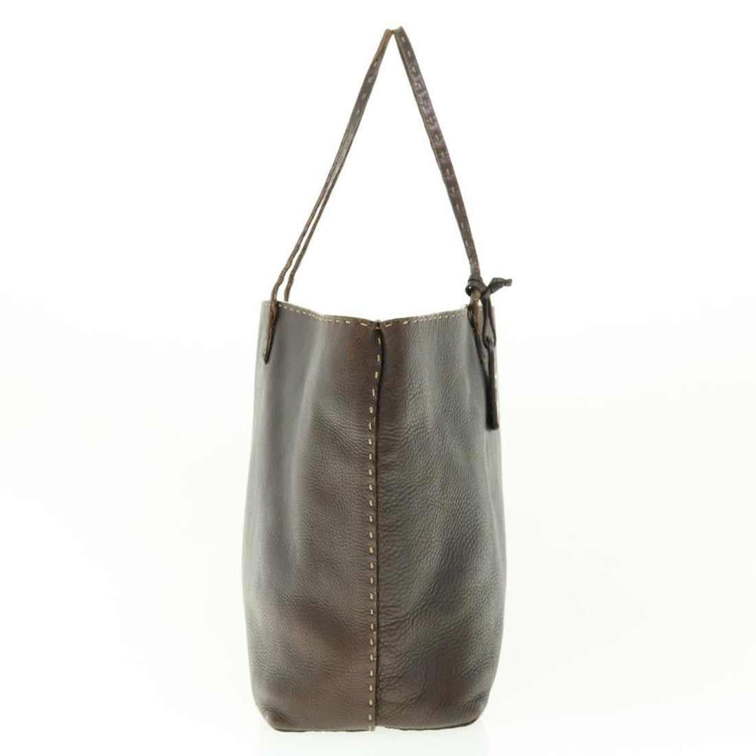 FENDI Tote Bag Leather Brown  rd4683
