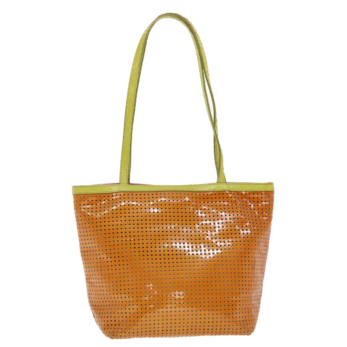 FENDI punching Tote Bag Patent leather Orange 2813-26731-008  rd4723