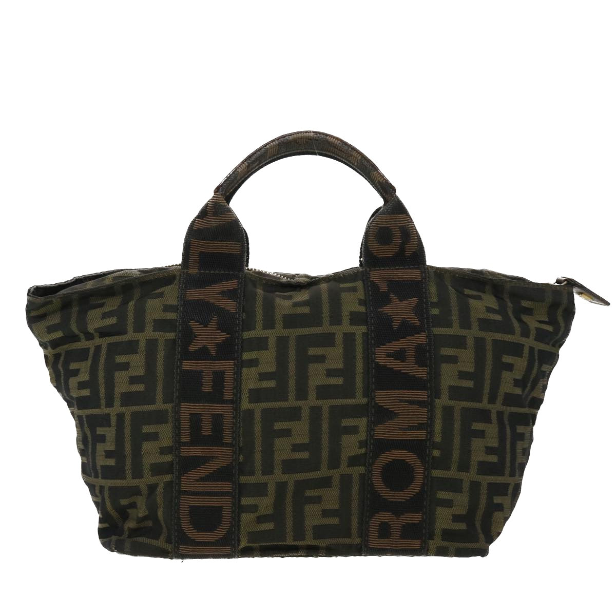 FENDI Zucca Canvas Hand Bag Black Brown Auth rd4762