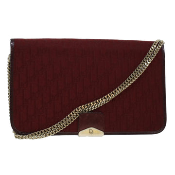 CHRISTIAN DIOR Trotter Canvas Chain Shoulder Bag Red Auth rd4917