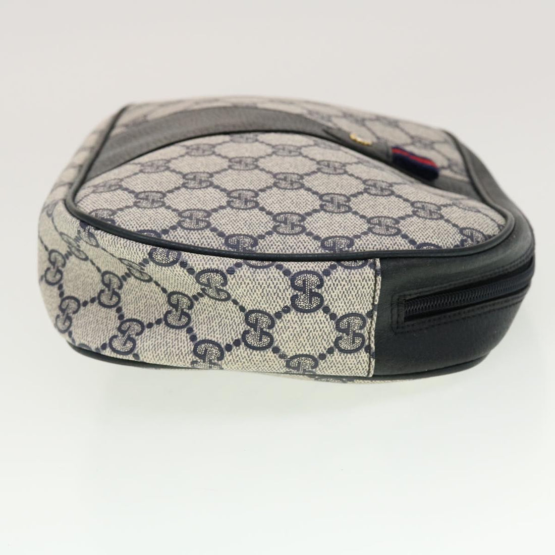 GUCCI GG Canvas Sherry Line Clutch Bag Gray Red Navy 89.01.034  rd5207