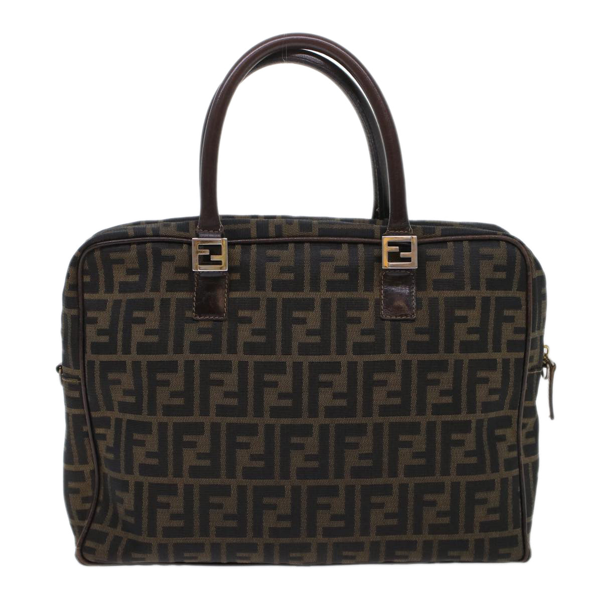 FENDI Zucca Canvas Hand Bag Black Brown Auth rd5604