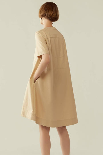 Trapeze short sleeve shirt dress Wheat