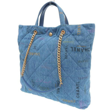 Chanel CC Quilted Denim Mood Maxi Shopping Bag Denim Tote Bag AS3128 in Good condition