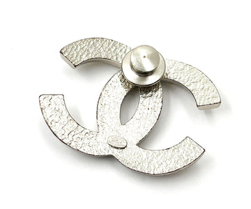 CHANEL Silver CC Crystal Large Pin