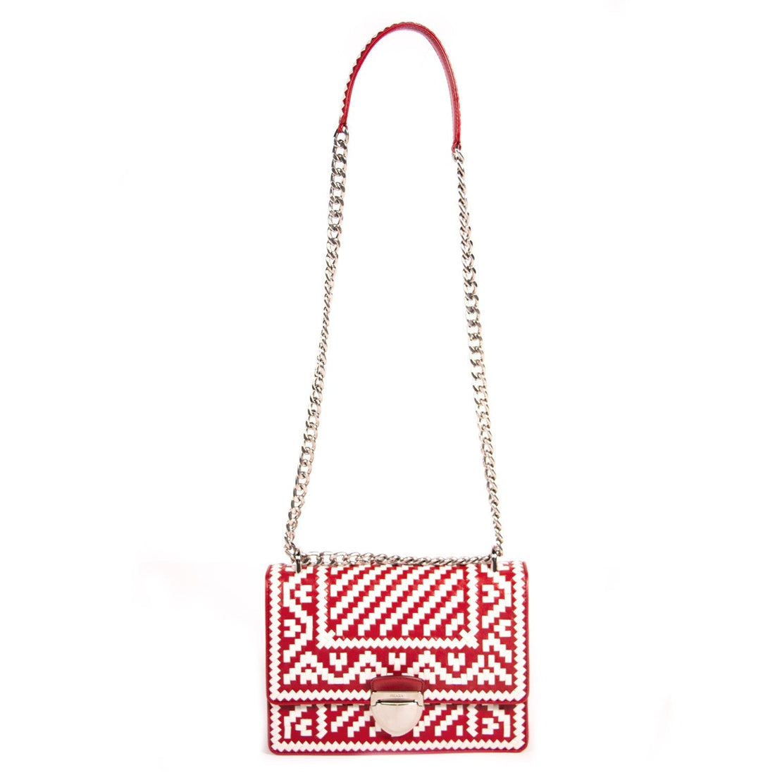 Prada Woven Madras Pattern Shoulder Bag