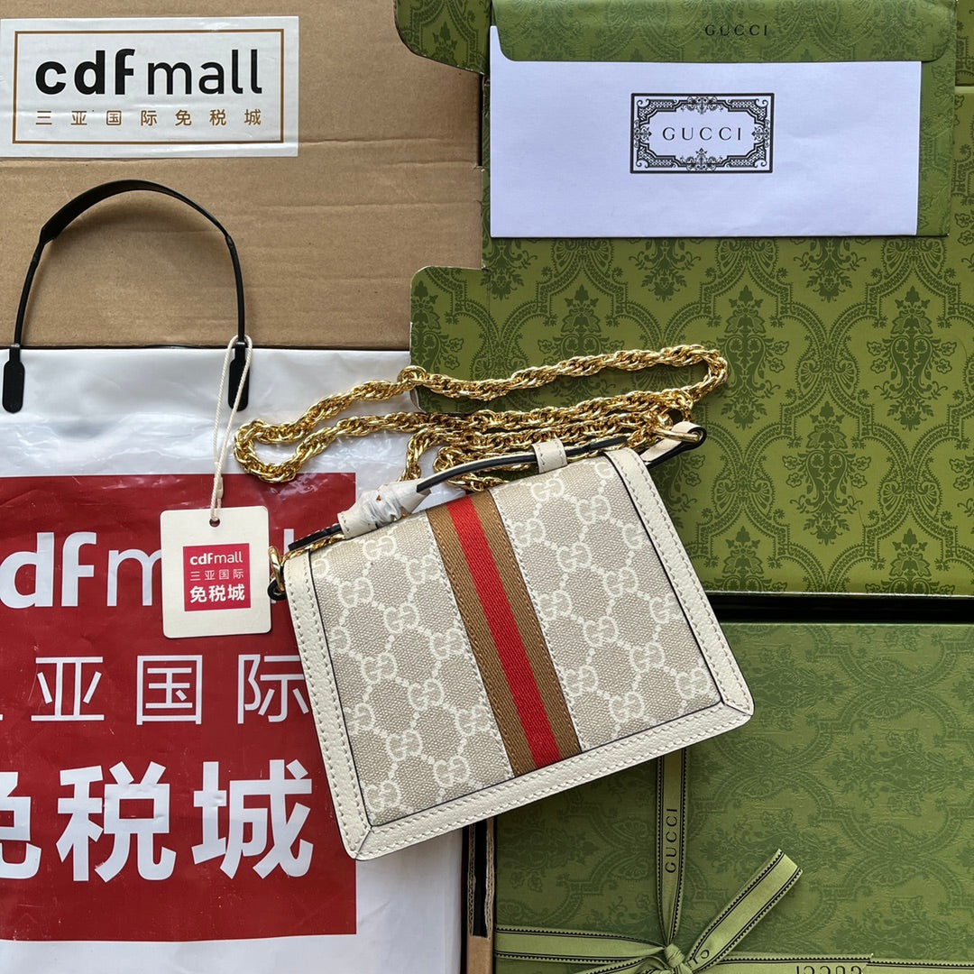 gg Ophidia gg Mini Shoulder Bag White For Women, Women&#8217;s Bags 6.9in/17.5cm gg ?696180 UULAK 9956