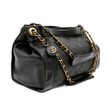 Chanel Black Calfskin Shopper Tote with Gold Hardware