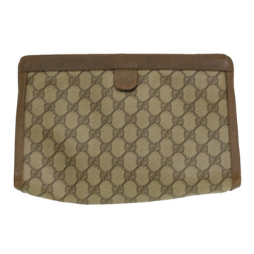 GUCCI Web Sherry Line GG Canvas Clutch Bag PVC Leather Beige Green  th3181