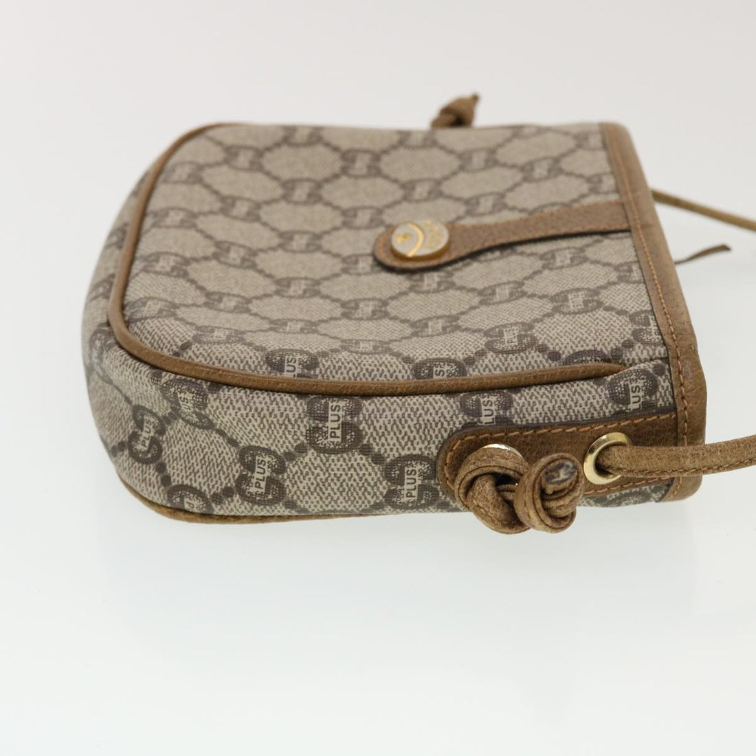 GUCCI GG Plus Canvas Shoulder Bag PVC Leather Beige  th3722