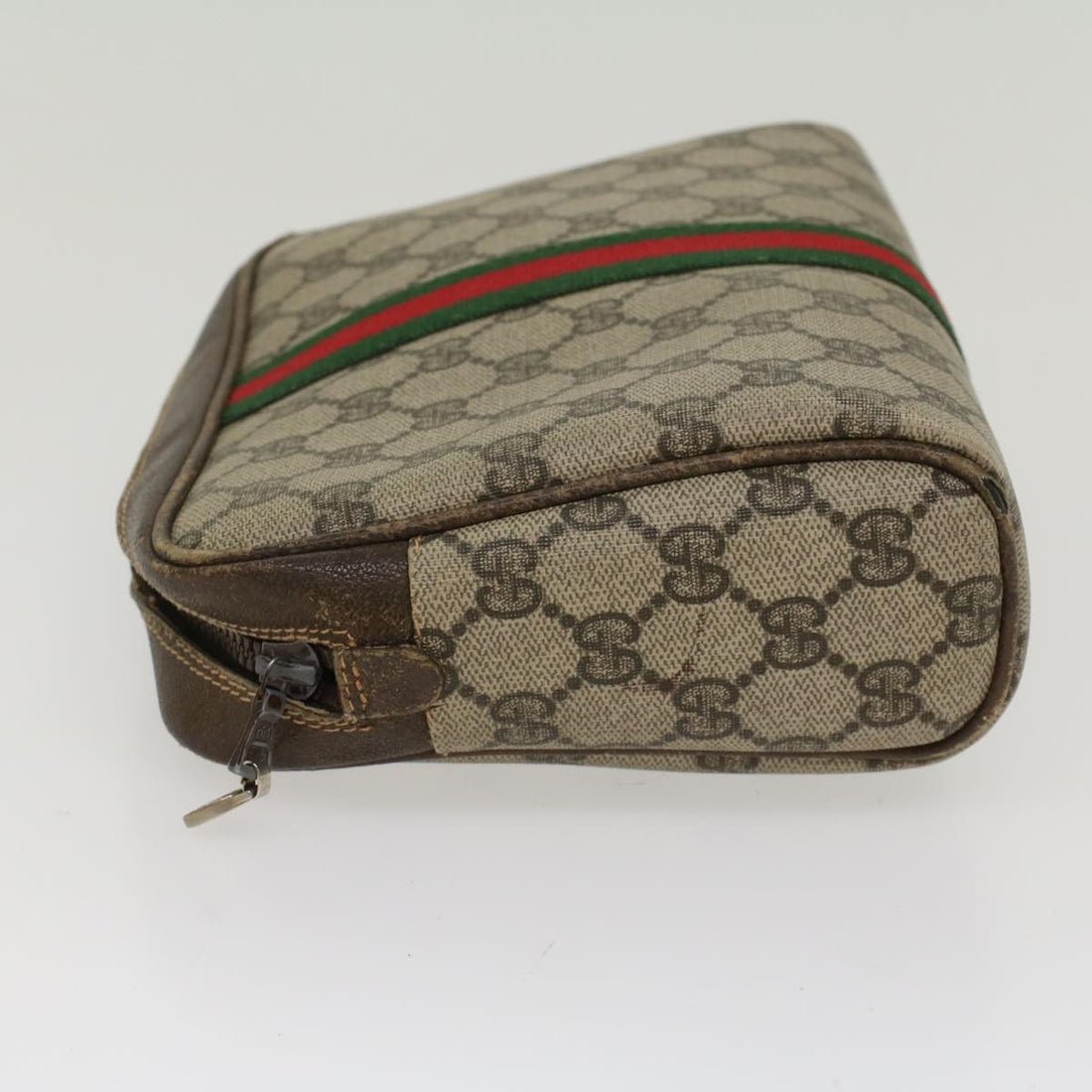 GUCCI GG Canvas Web Sherry Line Clutch Bag Beige Red 27004998  th3783