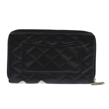 Chanel Cambon Line Long Wallet Lamb Skin Black CC  th3796