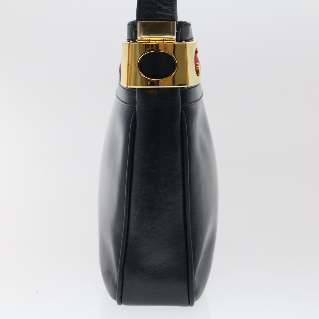 GUCCI Sherry Line Shoulder Bag Leather Navy Red  th3837