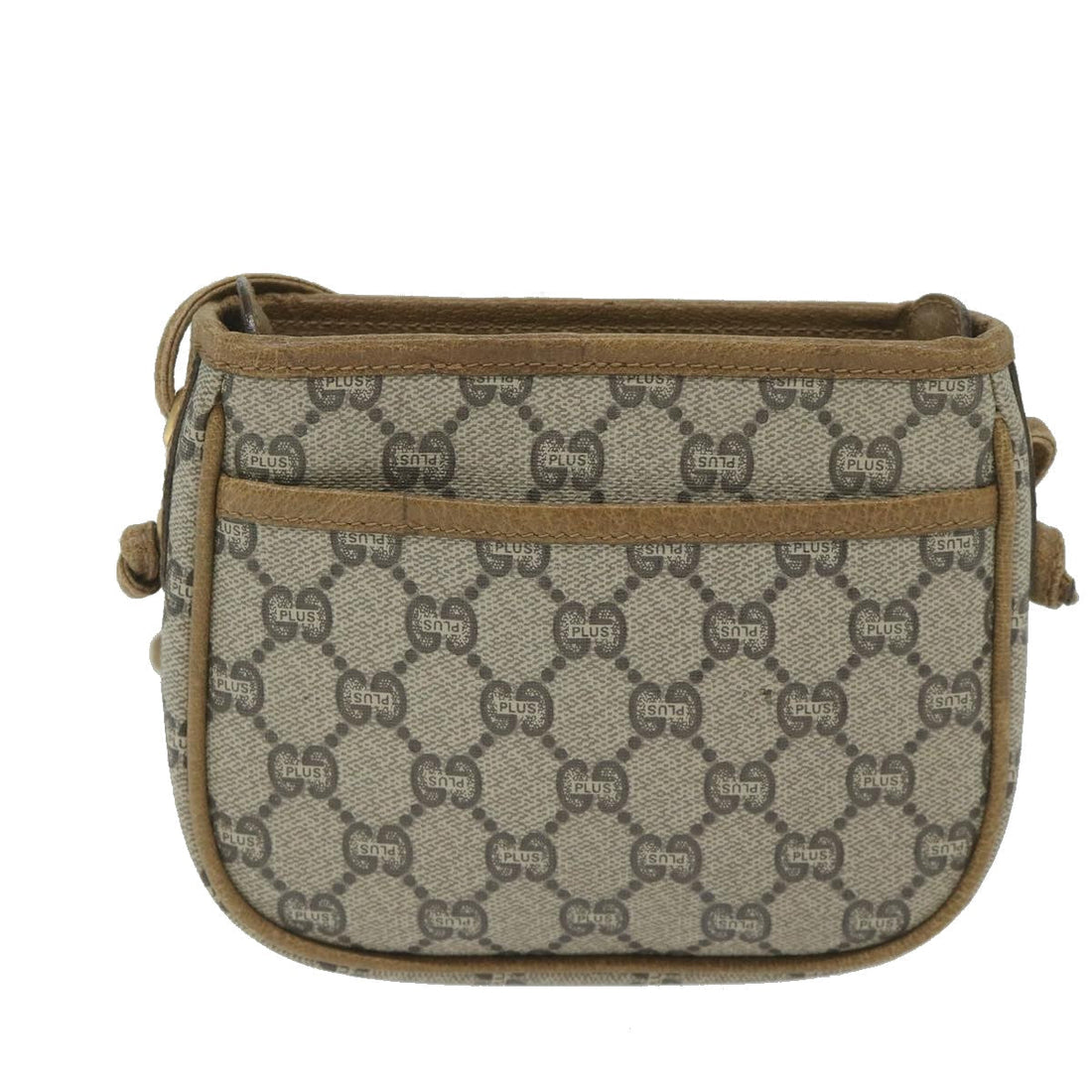 GUCCI GG Plus Supreme Shoulder Bag PVC Leather Beige Auth th4329