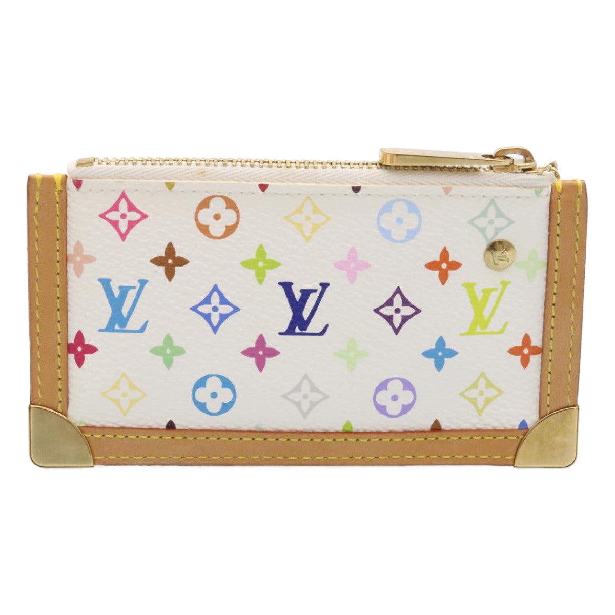 LOUIS VUITTON Monogram Multicolor Pochette Cles Coin Purse White M92655 am443b