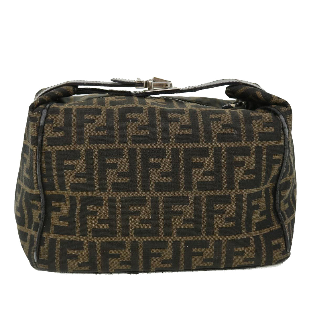 FENDI Zucca Canvas Hand Bag Nylon Black Brown Auth yk6887B