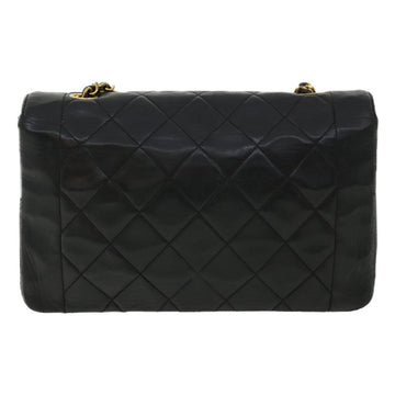 Chanel Diana Matelasse Chain Flap Shoulder Bag Lamb Skin Black Gold  25036A