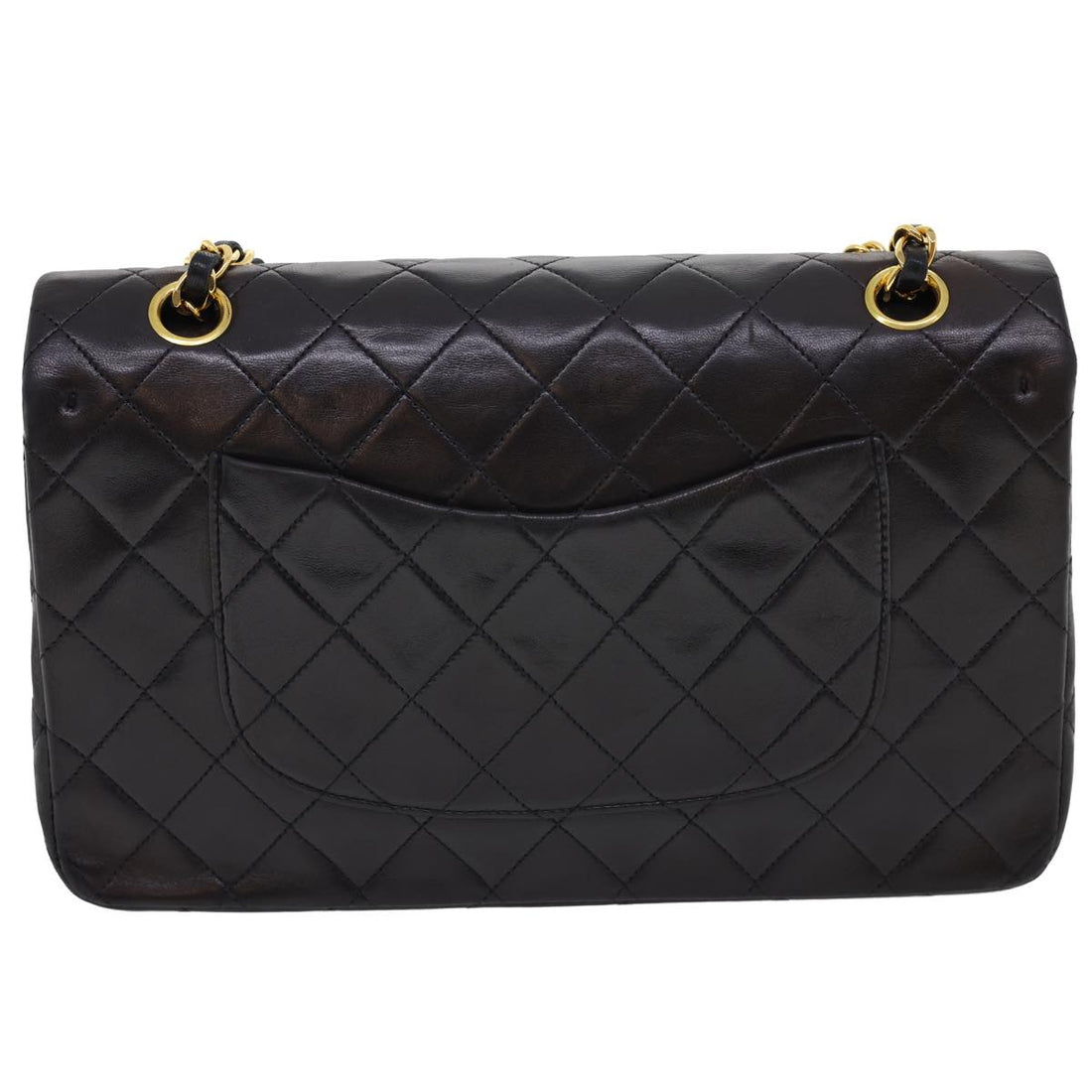 Chanel Classic Matelasse 25 Chain Flap Shoulder Bag Lamb Skin Black Auth hs649A
