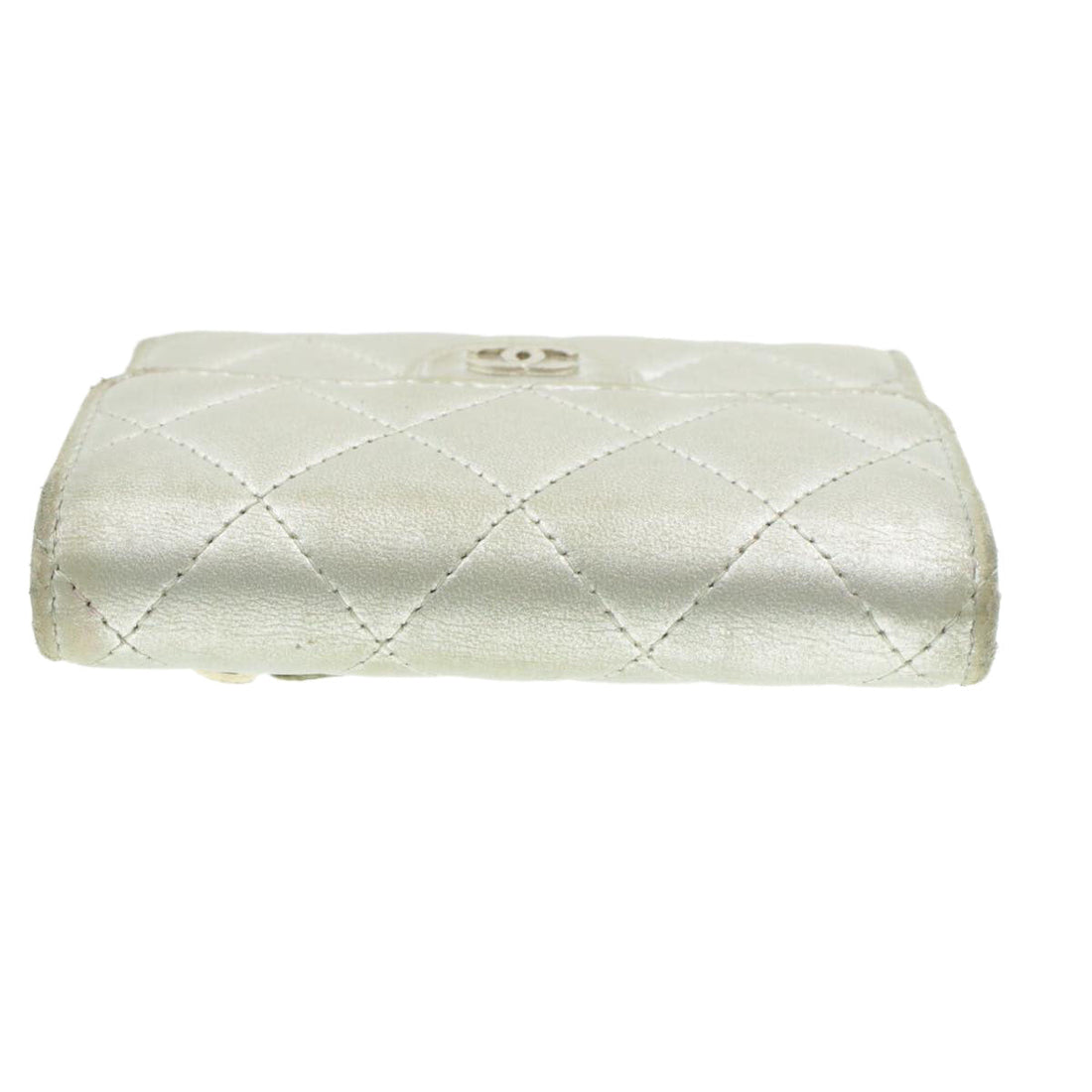 Chanel Matelasse Bifold Wallet Silver CC Auth cr620