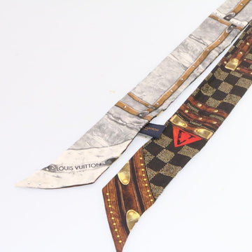 LOUIS VUITTON Bando Scarf Silk Black Gray LV Auth am2335s