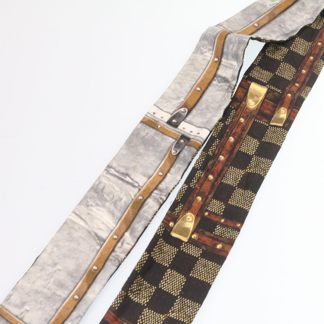 LOUIS VUITTON Bando Scarf Silk Black Gray LV Auth am2335s