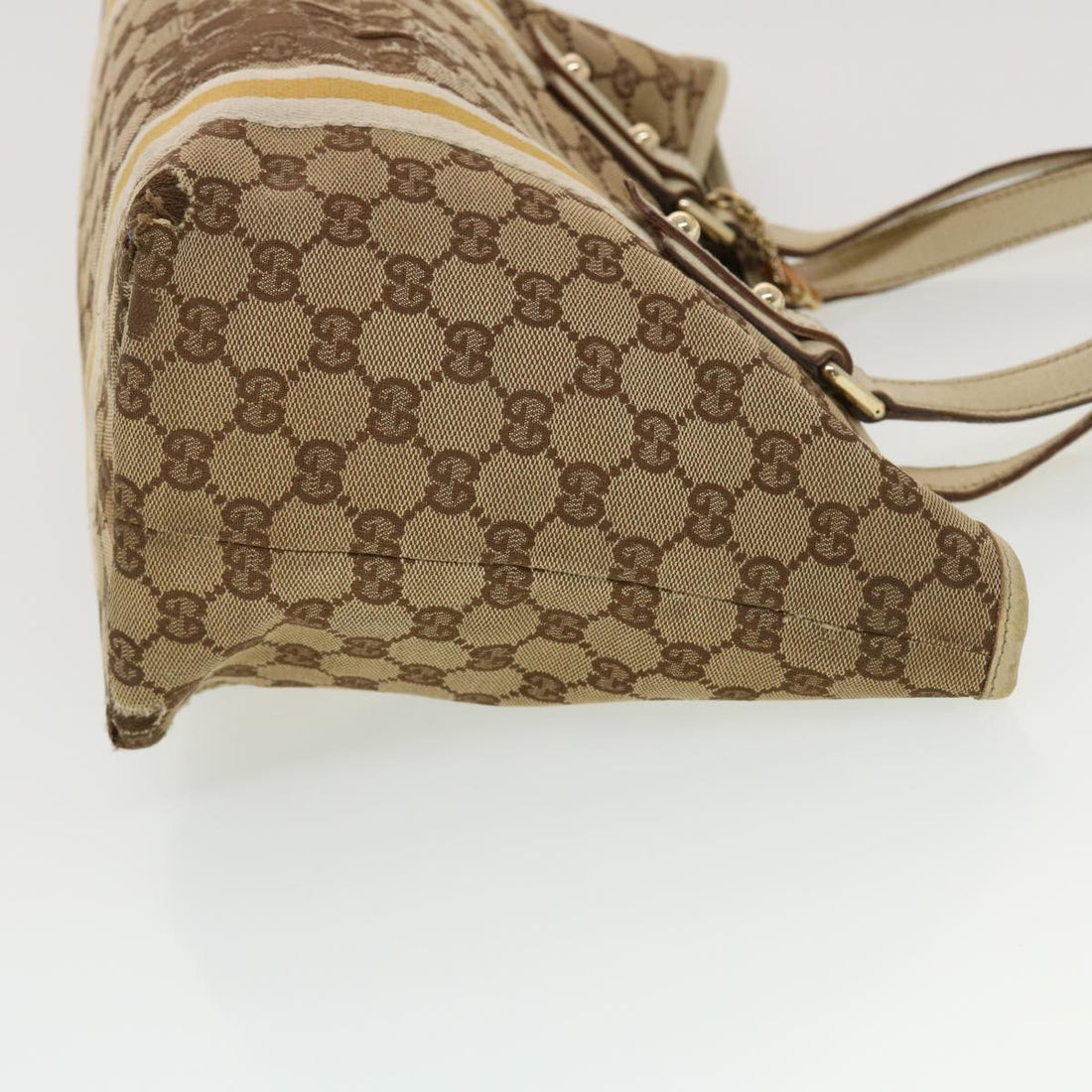 GUCCI GG Canvas Sherry Line Tote Bag Beige Orange yellow 137896  ti1129