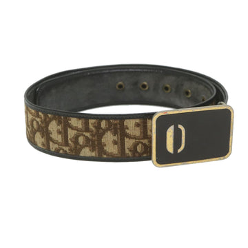 CHRISTIAN DIOR Trotter Canvas Belt 24.8"-28.7" Brown Auth ti1395