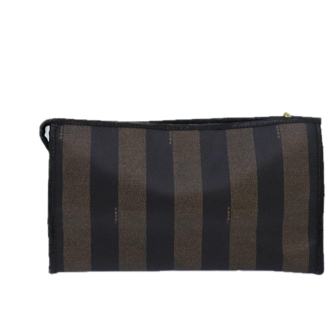 FENDI Pecan Canvas Clutch Bag Black Brown Auth ti1705