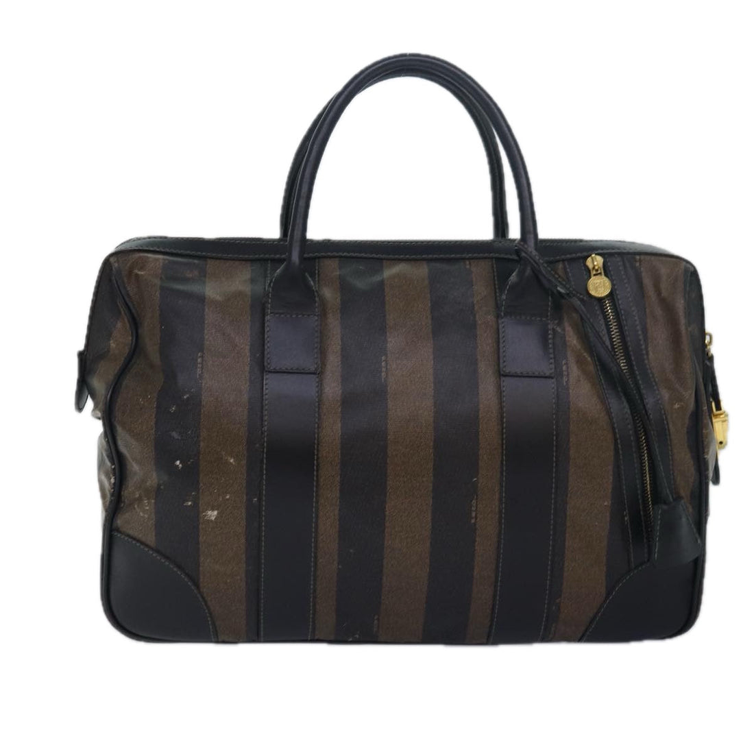 FENDI Pecan Canvas Hand Bag Brown Beige Auth ti1897