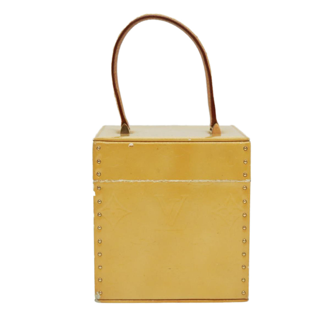 LOUIS VUITTON Monogram Vernis Bleecker Cosmetic Pouch Beige M91002 Auth tp501