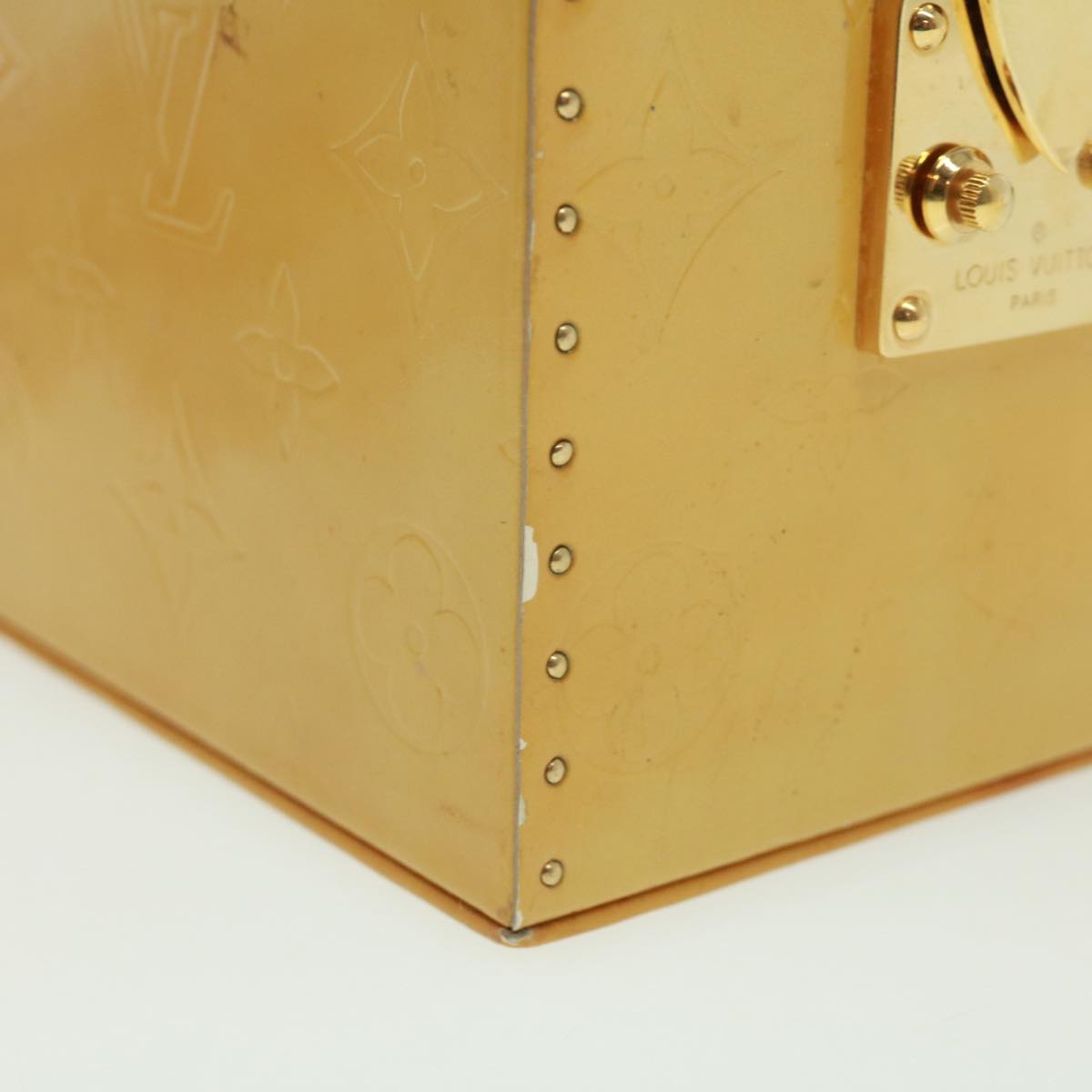 LOUIS VUITTON Monogram Vernis Bleecker Cosmetic Pouch Beige M91002 Auth tp501