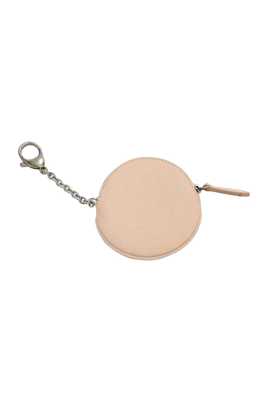 FENDI Blush leather Monster Eye round coin purse keychain with lobster clasp chain