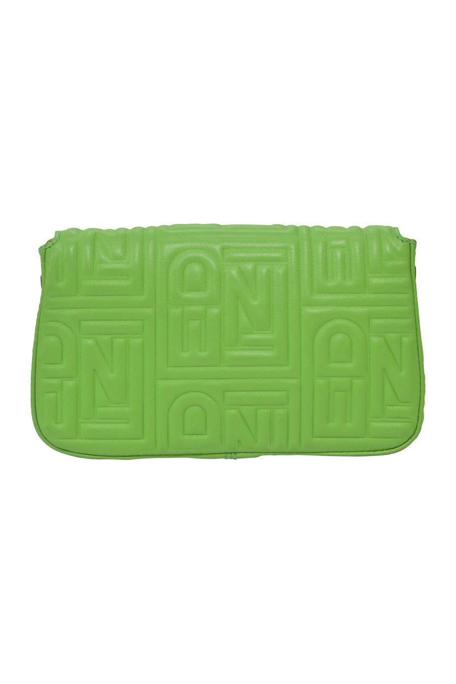 FENDI Fluo green logo-embossed nappa leather baguette mini clutch